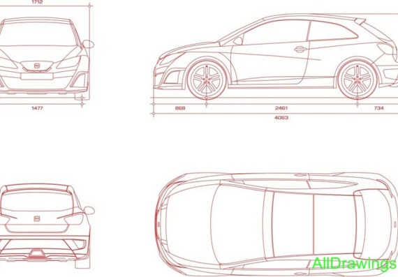 Seat Bocanegra Concept (Сеат Боканегра Концепт) - чертежи (рисунки) автомобиля